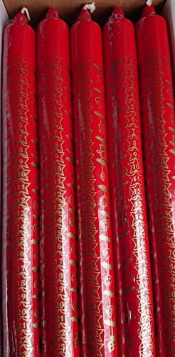 EWA Adventskalenderkerze rot Motiv in gold „Sterne“Ø 22 x H 250 '24 Tage Kerze'