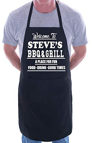 Print4U Welcome To Steve's BBQ & Grill Customised Apron Black