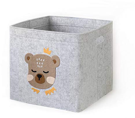 Lucky Sign - Aufbewahrungsbox Kinder faltbar Spielzeugkiste aus Filz Aufbewahrungskorb Wickeltisch für Kinderzimmer, 33x33x30cm - Bärchen