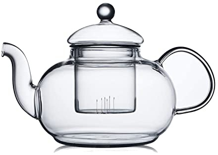 CnGlass 33.8oz Glass Teapot with Removable Infuser,Stovetop Safe Tea Kettle,Blooming & Loose Leaf Tea Pot
