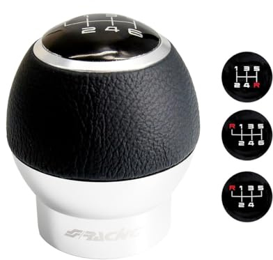 Simoni Racing HYPE Pomello Special Hype per Leva Cambio, Universale per Auto, in eco-pelle Nera ed inserti Cromati, innesto retromarcia a siringa