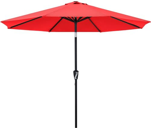 ABCCANOPY 270cm Sonnenschirm im Freien Wasserabweisende Bespannung -Gartenschirm Marktschirm, Rot