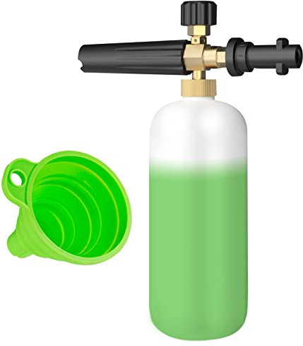OHAYORI Schaumdüse 1L Schaumlanze Kompatibel mit Kärcher K2/K3/K4/K5/K6/K7, Einstellbar Schaumkanone für Hochdruckreiniger Karcher Pistole, Seifenspenderflasche für Autowäsche
