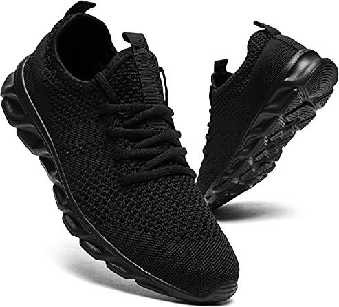 QIJGS Sneaker Sportschuhe Damen Freizeitschuhe Laufschuhe Turnschuhe Fitness Straßenlaufschuhe Trainer Outdoor Sneakers Tennis Gym Walkingschuhe Jogging Schuhe Schwarz 42