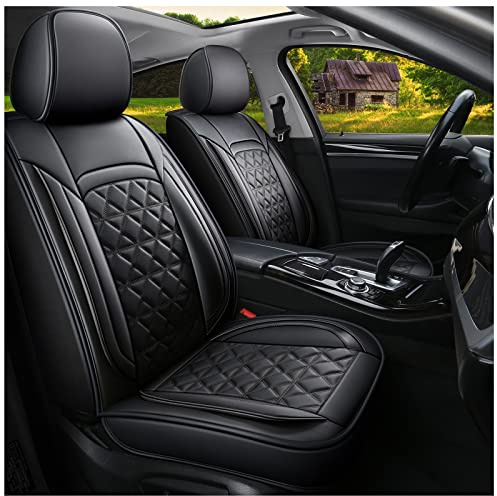 JDWBT Luxus Sitzbezug Auto Vordersitze,autositzbezüge Vordersitze Leder Universelle,Schwarz schonbezug Autositz Vorne,autositzschoner Schwarz (2er Set)