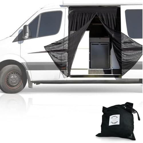 Living in a Bubble Van-Insektennetz für Mercedes Sprinter (Standarddach) und Opel Movano, Ford Transit und FIAT Ducato (alle Dächer). Moskitonetz an der Seitentür, zentraler Magnetverschluss
