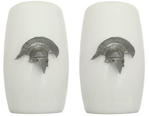 Greek Helmet KR China Salt and Pepper Shakers Cruet Set Modern White CSP 158
