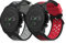 kwmobile Straps Compatible with Fossil Gen 6 Men's Smartwatch Straps - 2x Replacement Silicone Watch Bands - Smartwatch or Fitness Tracker - Black/Grey/Black/Red