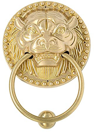 Samnuerly Wunderschöner Türklopfer für die Veranda, robuster orientalischer Tierkopfklopfer, Messinggriff mit Schraube, großer Goldener Zugring, leicht zu klopfen, Dekorationszubehör (S 10CM 3.93INCH