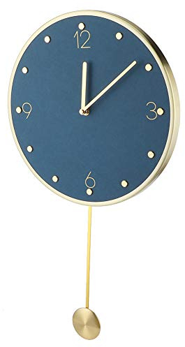 Natudeco Pendulum Wall Clock Modern Swing Clock Large Wall Clocks for Living Room Battery Operated Silent Pendulum Wall Clock for Home Bedroom Office(Blue)