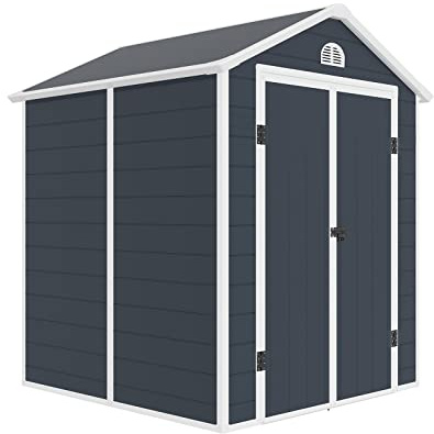 Gardiun Casetta da Giardino in Resina New Donna 3,57 m² 190x192x226 cm Finestra Laterale, 2 Porte da 120x183 cm Grigio Antracite