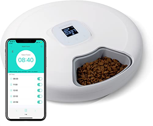 Pettadore Nutri Turn - Futterautomat für Katzen/Hunde - Smart mit App - 6 Mahlzeiten Nass- und Trockenfutter