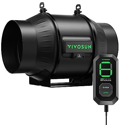 VIVOSUN AeroZesh T6 Ventilateur D'Extraction en Ligne15cm, Extracteur d'Air Conduit 693m³/h avec Contrôleur E12 Ventilateur EC Programmable Contrôlé par PWM pour Ventilation de Tente de Culture