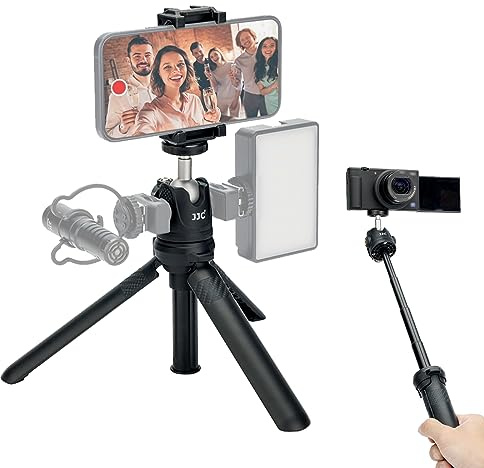 Kiorafoto Ausziehbares Mini-Stativ für iPhone 17, 360° drehbarer Kugelkopf | Desktop-Stativ mit Kaltschuh-Halterung, kompatibel mit iPhone 17, 16, 15, 14 Pro Max für Kamera, Live-Streaming, Vlog