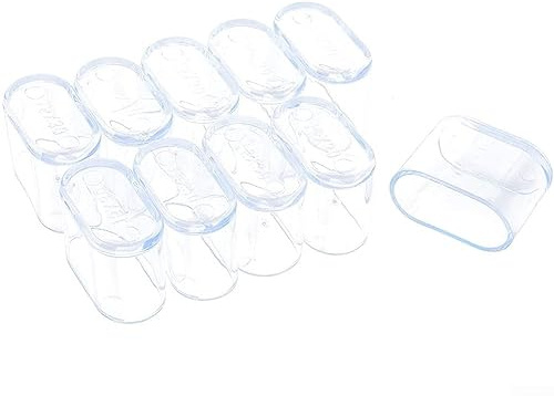 Transparent 25x50mm Chair Leg Covers, 10 X Rubber Chair Leg Cap Oval Covers Furniture Table Feet Floor Protectors Scratches And Noise For Home Patio Garden Office