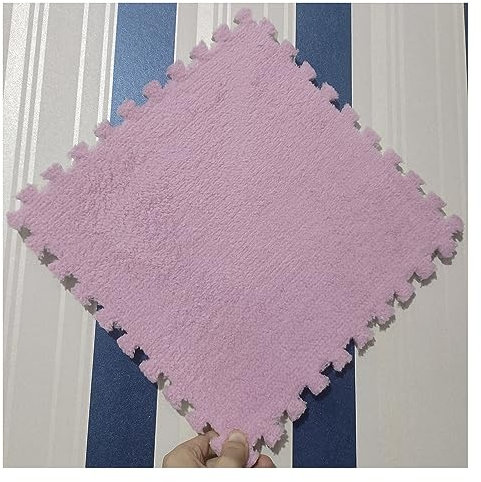 10 Stück Plüschschaum-Bodenfliesen, Quadratische, Ineinandergreifende Schaumstoff-Teppichfliesen, 11,8 X 11,8 Zoll Große Spleiß-Teppichfliesen, Puzzle-Spielmatten Für Den Boden(Color:Rosa)