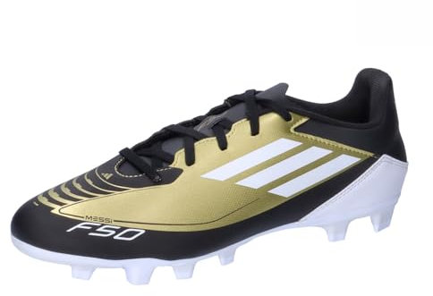 adidas F50 Club Messi Football Boots Flexible Ground, Botas de fútbol Unisex Adulto, Gold/Footwear White/Carbon Black, 41 1/3 EU