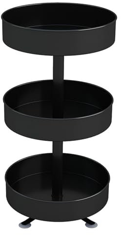 BURLOE 360° Drehbarer Gewürzregal Organizer, Schwarz, Kunststoff & Edelstahl, 1 Regal, Durchmesser: 26 cm, Höhe: 57 cm, Küchengebrauch