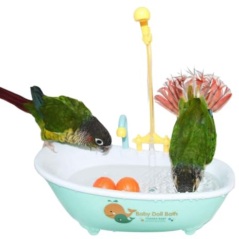 Pappagallo Vasca Da Bagno, Automatico Doccia Bagno Vasca Per Uccelli Con Rubinetto, Vasca Da Bagno Uccelli Per Animali Piccoli Animali Domestici, Love Birds, Ghiaccio E Canarino