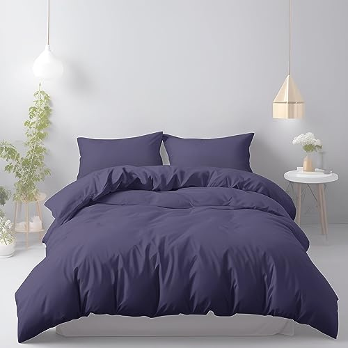 LivinEase Housse de Couette 200x200 cm avec 2 taies d'oreiller 80x80 cm - Parure de lit 200 x 200 cm - Parures de Couette en Microfibre brossée Douce