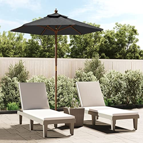 Gecheer Ombrellone da Giardino con Palo in Legno Antracite 196x231 cm,Ombrelloni da Giardino,Ombrellone Decentrato Parasole,Ombrellone da Spiaggia,Ombrellone da Giardino Decentrato,#7,A363161