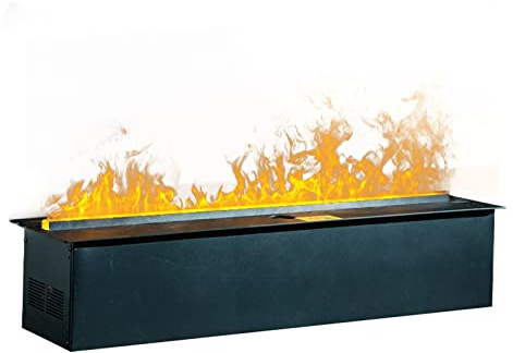 Indoor Fireplace 3D Simulation Flame Electric Fireplace Recessed Stainless Steel Frame Adjustable Size And Light(31 Inch)