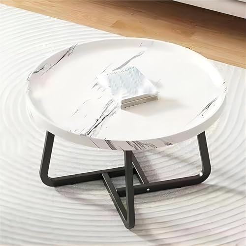 Locuetyn Table basse ronde pour salon, table basse gigogne en noyer avec cannelure, tables d'extrémité pour chambre à coucher, bureau, balcon, cour, appartement, bureau