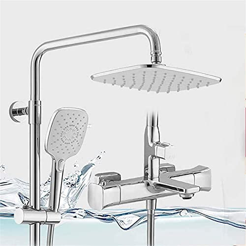 JDSHFEN Système de Douche thermostatique Mitigeur de Douche thermostatique carré Pommeau de Douche Douche à Main Système de Douche Multifonction Barre de Douche de Bain,