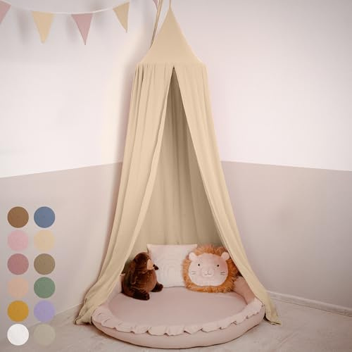 lilimaus Baldachin Kinderzimmer [in 12 Farben] - Betthimmel aus 100% Baumwolle Musselin Handmade für Mädchen & Jungen - Babybett Himmel als Babyzimmer Deko - Vorhang für Kinderbett, Kuschelecke