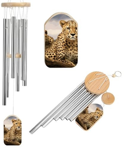 Cooles Leoparden-Windspiel für draußen, einzigartige Aluminiumröhren, Gedenk-Windglocke, groß, tiefer Ton, Windspiel für Terrasse, Garten, Dekoration, Geschenk für Mutter, Frauen, Nachbarn