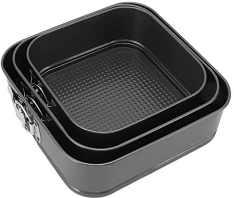 Pssopp Set di Teglie a Cerniera, Teglie Quadrate Teglia per Cheesecake Set di a Cerniera Teglia Antiaderente con Design a Tenuta Stagna per Mini Torte, Pizze e Quiche Cheesecake