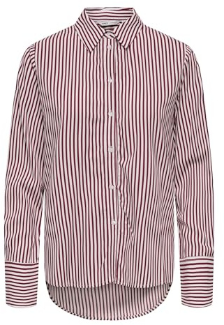 ONLY Onlberit Life L/S Shirt Wvn Camicia a Maniche Lunghe con Colletto per l'uso Quotidiano, Bordeaux, S Donna