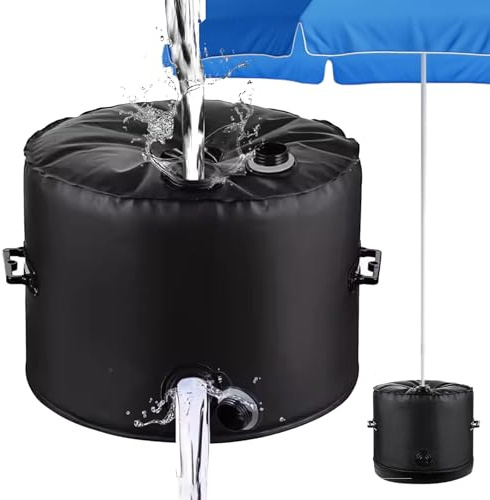 LZEXIN Parasol Umbrella Base, Up to 40L/40kg Umbrella Base Weight Bag, Fill-water Parasol Stand Portable Extra Waterbags Weighted Base 80mm Diameter for Patio Outdoor Garden Umbrella Bases