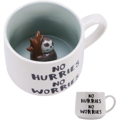 UV STYLISH Taza de café 3D de perezoso de animales – 355 ml divertida figura de dibujos animados 3D hecha a mano taza de té con leche, regalos de cumpleaños de Navidad para amigos, niños, niñas