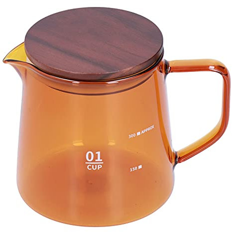 Jwthee Tea Cup with Lid, 300ml 11.9oz Glass Coffee Mug Water Container Cup, Clear Tea Kettle for Home Kitchen Camping Travel Daily Use (Brown)