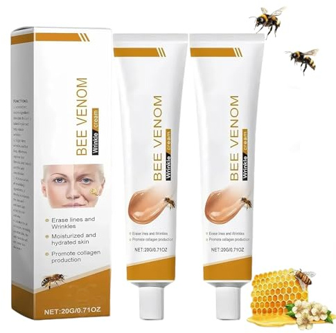 EHIOG 2PCS Crème Anti-Rides D'abeille, crème anti - rides au venin d'abeille, Crème Hydratante au Venin d'abeille, pour le Cou, Les Genoux, Les Epaules, La taille, Les Jambes tous les types de peau
