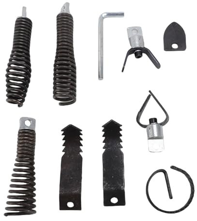 HELEVIA 8Pcs Drain Snake Drill Attachment Auger Bits, for 5/16in-3/4in Cable Cleaning Machine Replacement Parts with 1PC Hex Wrench