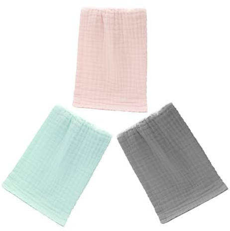 Yardenfun 3 Stck. Waschlappen aus Superweicher Baumwolle Saugfähige Gesichtstücher für Neugeborene und Junge Mädchen für Empfindliche Babyhaut Grün Rosa