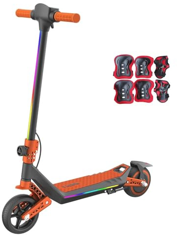U8 Kinder E-Scooter in 16 km/h,12 km Reichweite,3 Geschwindigkeitsstufen Zero-Start,Elektronische Bremse,Doppelte Federung,6,5 Zoll Reifen,Klappbar & LED-Beleuchtung,Für Kinder ab 6 Jahren,VierFarben