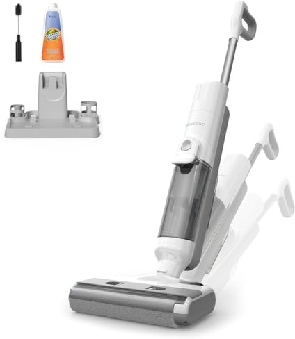 Proscenic F10 Ultra Aspirateur Laveur sans Fil, 60Mins Aspirateur Balai sans Fil Sec et Humide,Laveur de Sol,Léger Aspirateur Eau et Poussière,1.3L, Autonettoyant,Nettoyage des Angles,Bords,Sols Durs