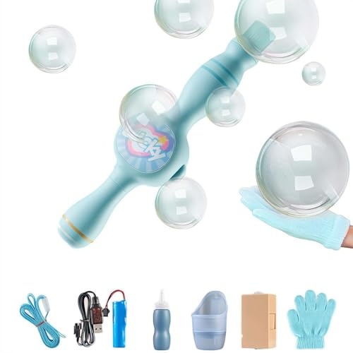 Máquina de burbujas de humo con efecto de niebla e iluminación colorida, juguete mágico para pistola de burbujas de jabón para niños, barra de burbujas elástica (azul único)
