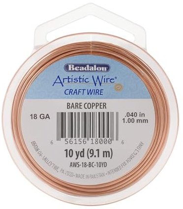 Kupferdraht, 1 mm (18 Ga), 10 Yards – Rolle für Schmuck, Handwerksschmuck und Draht – weiches Kupfer für Ringe, Ohrringe, Basteln und Handwerk