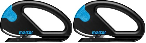 MARTOR Sicherheitsmesser SECUMAX SNITTY mit verdeckter Industrieklinge, mit Materialzuführung, Folienschneider, Papierschneider, max. 2mm Schnitttiefe, optimal für Schrumpffolie (lose) (Packung mit 2)