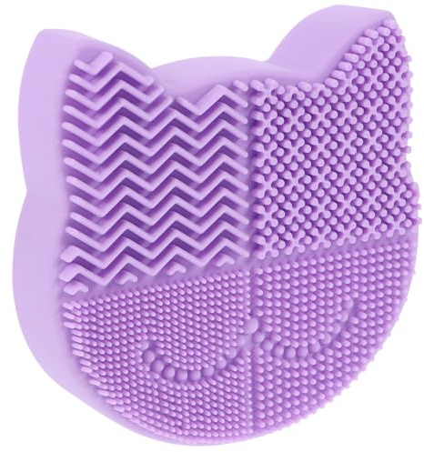 ADOCARN Tapis de Nettoyage en Silicone Écologique pour Pinceaux de Maquillage, Support de Séchage et Organisation, Compatible avec Différents Types de Brosses, Coloris Violet, Outil
