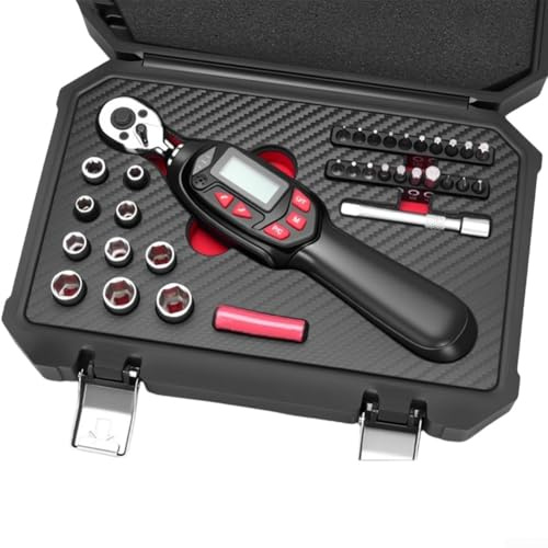 Llave dinamométrica digital, juego de llaves dinamométricas digitales de precisión de 1/4 3/8 1/2 pulgadas con medición precisa para mecánicos (A)