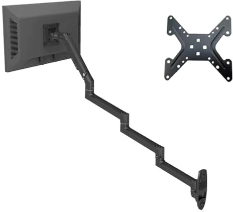 Aluminium Mekanisk Fjäder 17-32 TV-monitor Väggmonteringsfäste Extra 4-sektion Lång Arm Fullrörelse Rotera 3-6kg(BLACK with adaptor)