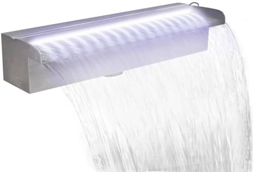Generico Cascata per Laghetto Rettangolare con LED in Acciaio Inox 45 cm