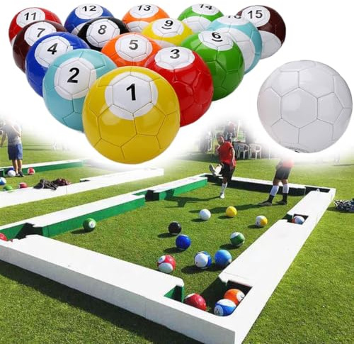 16-Delars Biljardset Med Fotbollar I Pu-läder, Biljardset Med Fotbollar I Pu läder För Snooker, Roligt Bordsspel För Hela Familjen Inomhus Och Utomhus, Perfekt För Trädgården, Bakgården Eller Lekrumme