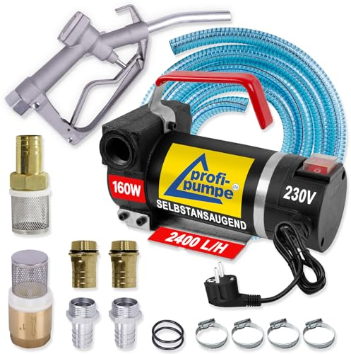 BOMBA DIESEL - BOMBA DE TRANSFERENCIA - BOMBA COMBUSTIBLE - BOMBA SUCCIÓN DIESEL STAR 160-4 kit completo con manguera de 6m, pistola de aluminio y accesorios de calidad - BOMBA TRASVASE GASOIL 230V