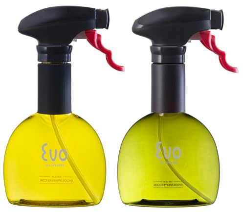 Evo Oil Sprayer Minis, Non-Aerosol for Olive, Cooking Oils, and Vinegars, 8-Ounce Capacity, 1 Each Yellow and Green